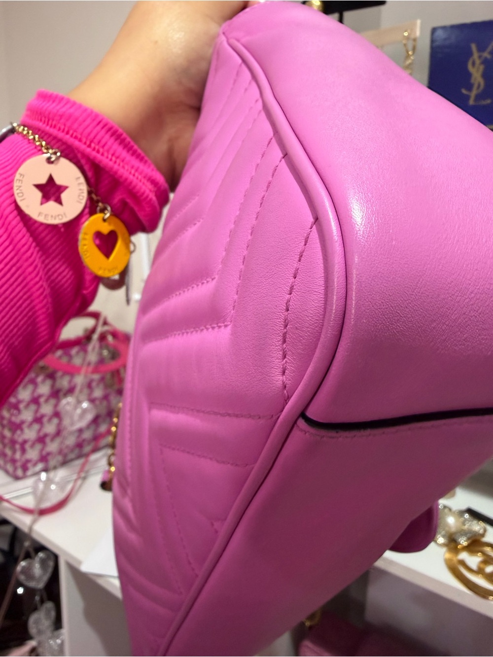 Gucci Pink Quilted GG Marmont Shoulder Bag with Gold Hardware - Picture 7 of 17